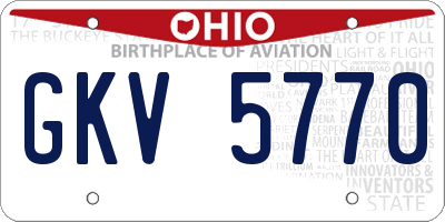 OH license plate GKV5770