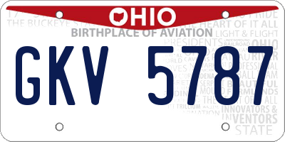 OH license plate GKV5787