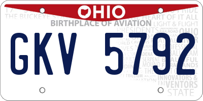 OH license plate GKV5792