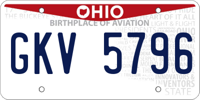 OH license plate GKV5796