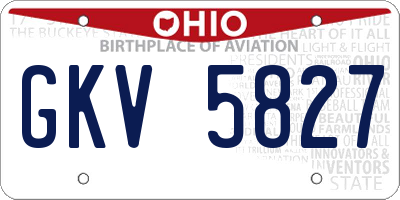 OH license plate GKV5827