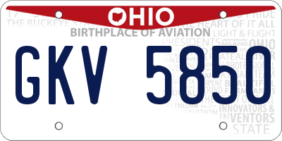 OH license plate GKV5850
