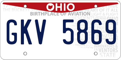 OH license plate GKV5869
