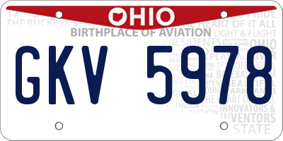 OH license plate GKV5978