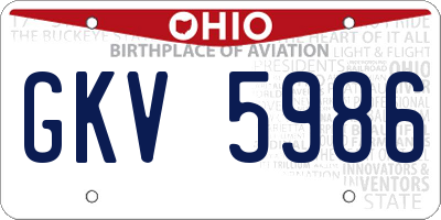 OH license plate GKV5986