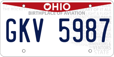 OH license plate GKV5987