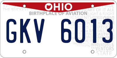 OH license plate GKV6013