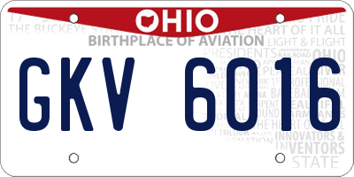 OH license plate GKV6016
