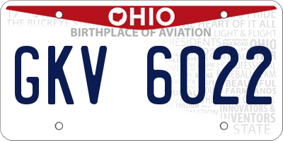 OH license plate GKV6022