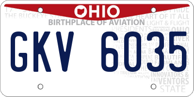OH license plate GKV6035
