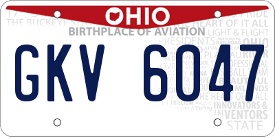 OH license plate GKV6047