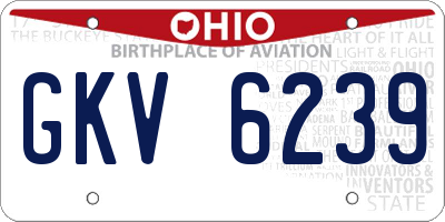 OH license plate GKV6239