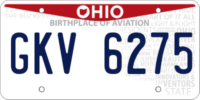 OH license plate GKV6275