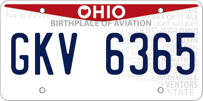 OH license plate GKV6365