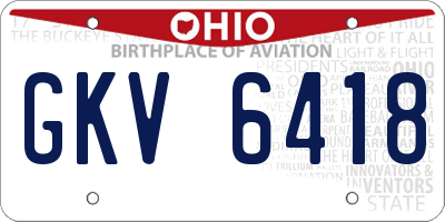 OH license plate GKV6418