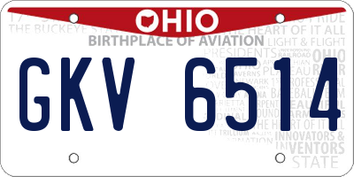 OH license plate GKV6514