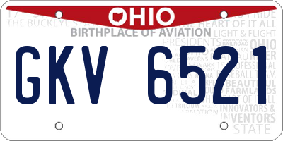 OH license plate GKV6521