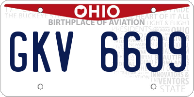 OH license plate GKV6699
