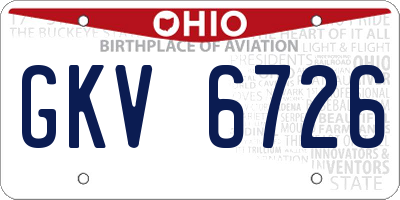 OH license plate GKV6726
