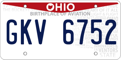 OH license plate GKV6752