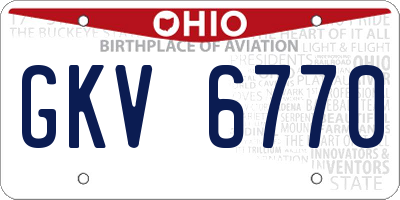 OH license plate GKV6770