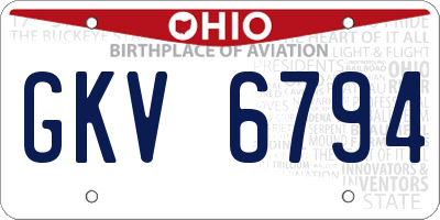 OH license plate GKV6794