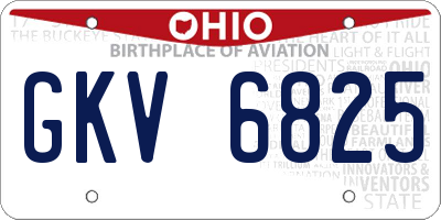 OH license plate GKV6825