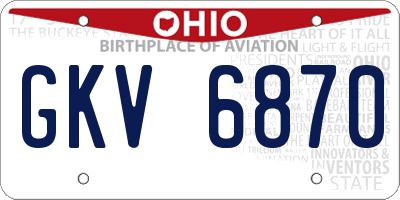 OH license plate GKV6870
