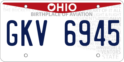 OH license plate GKV6945