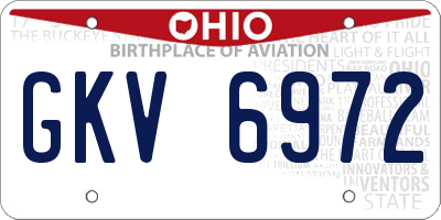 OH license plate GKV6972