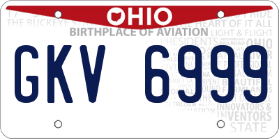 OH license plate GKV6999