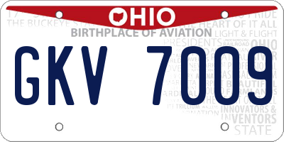 OH license plate GKV7009