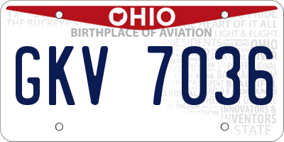 OH license plate GKV7036