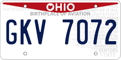 OH license plate GKV7072