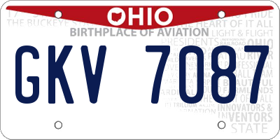 OH license plate GKV7087