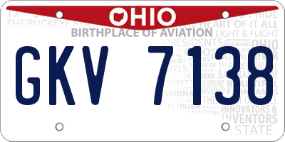 OH license plate GKV7138