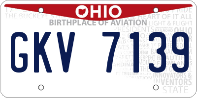 OH license plate GKV7139