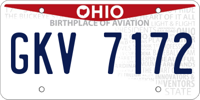 OH license plate GKV7172