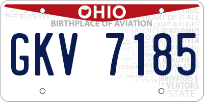OH license plate GKV7185