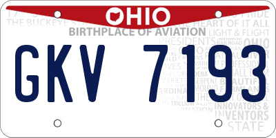 OH license plate GKV7193