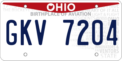 OH license plate GKV7204
