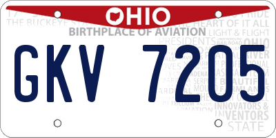 OH license plate GKV7205