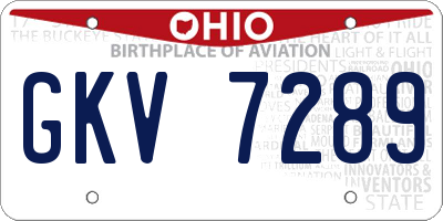 OH license plate GKV7289