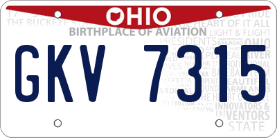 OH license plate GKV7315