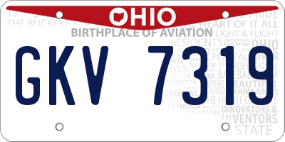 OH license plate GKV7319