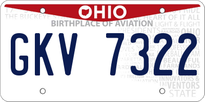 OH license plate GKV7322
