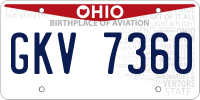OH license plate GKV7360