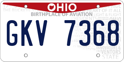 OH license plate GKV7368