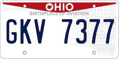 OH license plate GKV7377