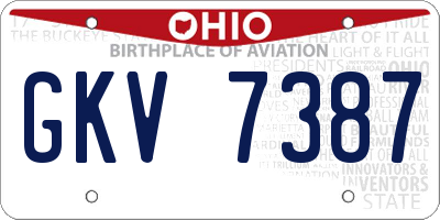 OH license plate GKV7387
